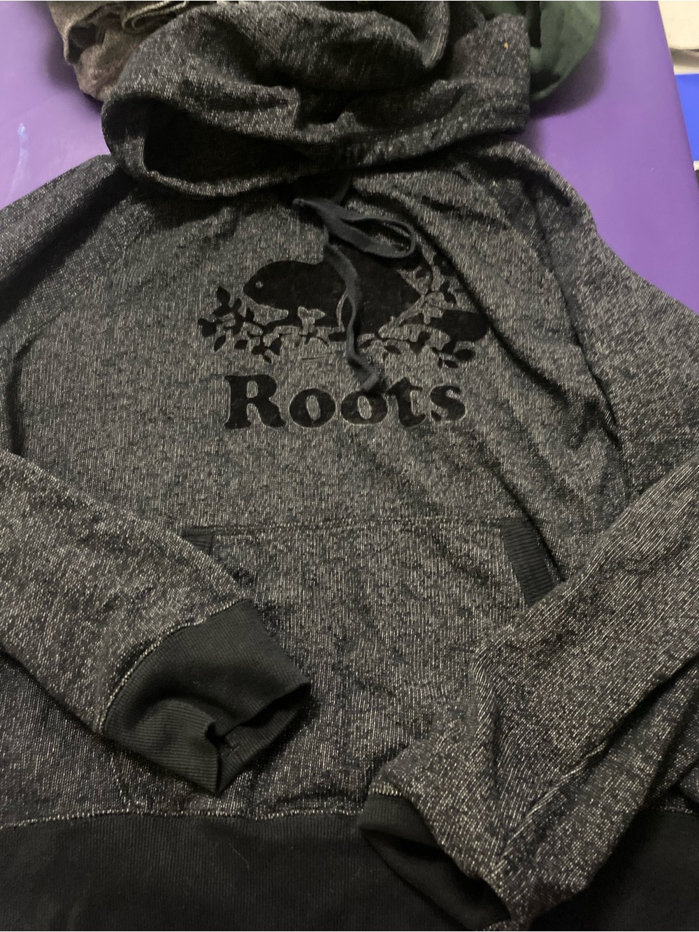 Roots Men's Charcoal Gray Crewneck Hoodie with Logo